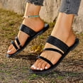 thumbnail image 7 of Hurxie Women's Metallic Strappy Flat Sandals Dressy Sparkly Open Toe Slide Vacation Summer Sandals Black, 7 of 7