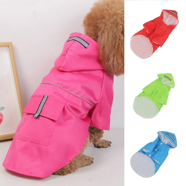 Neinkie Imperméable Réfléchissant pour Chien - Veste pour Animaux Ajustable, Poncho Léger à Capuche pour Petits à Très Grands Chiens et Chiots