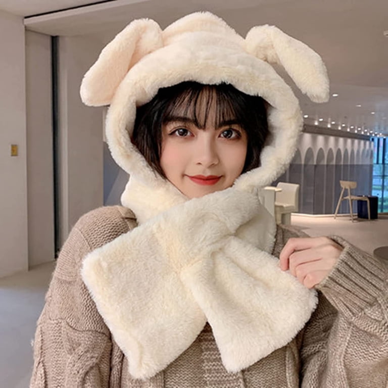 CoCopeaunt Women Bunny Ear Scarf Beanie Hat 2 in 1  display picture 2