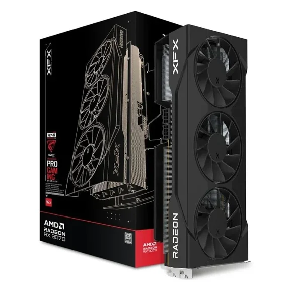 Tarjeta de Video XFX SWIFT AMD Radeon RX 9070 OC Triple Fan Gaming Edition 16GB GDDR6 FSR Express 5.0 1280 AI TOPS 576 GB/s Ancho de Banda