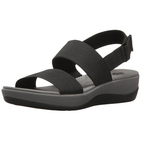 CLARKS Women's Arla Jacory Wedge Sandal, Black Solid, 9 M US | Walmart ...