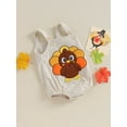 thumbnail image 2 of Baby Girl Boy Thanksgiving Outfit Turkey Romper Corduroy Overalls Sleeveless Straps Jumpsuits Bodysuits Cute Fall Clothes, 2 of 8