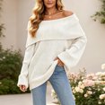 thumbnail image 2 of Wenini Women's Shoulder Solid Color Knit Sweater Top Long Sleeve Loose Casual Pullover Top, 2 of 6