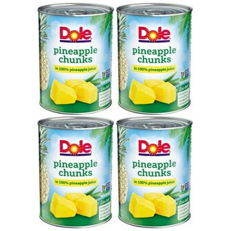 Petite Pineapple - (4 Pack) Dole Pineapple Chunks in 100% Pineapple Juice, 20 oz