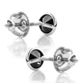 thumbnail image 2 of Ladies 14k Solitaire Black Round Natural 1.0 Ctw Diamond Bezel Stud Earrings (White Gold), 2 of 4