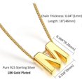 thumbnail image 4 of Gold Initial Necklace 925 Sterling Silver 18K Gold Plated Custom Letter Pendant 26 Alphabet A-Z Necklace for Men Women 18" Chain, 4 of 5