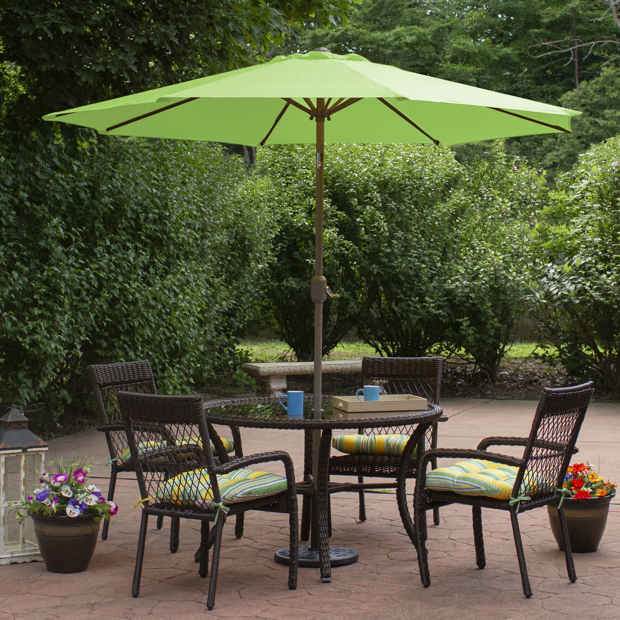 Northlight 9ft Outdoor Patio Market Umbrella with Hand Crank and Tilt, Lime Green