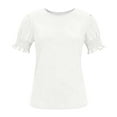 thumbnail image 3 of yievot Womens Summer Tops Cuffs Ruffle Short Sleeve T-Shirts Crewneck Casual Dressy Blouses, 3 of 5