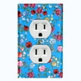 thumbnail image 1 of Metal Light Switch Plate Outlet Cover Colorful Floral Garden Wallpaper Blue ROS041, 1 of 14