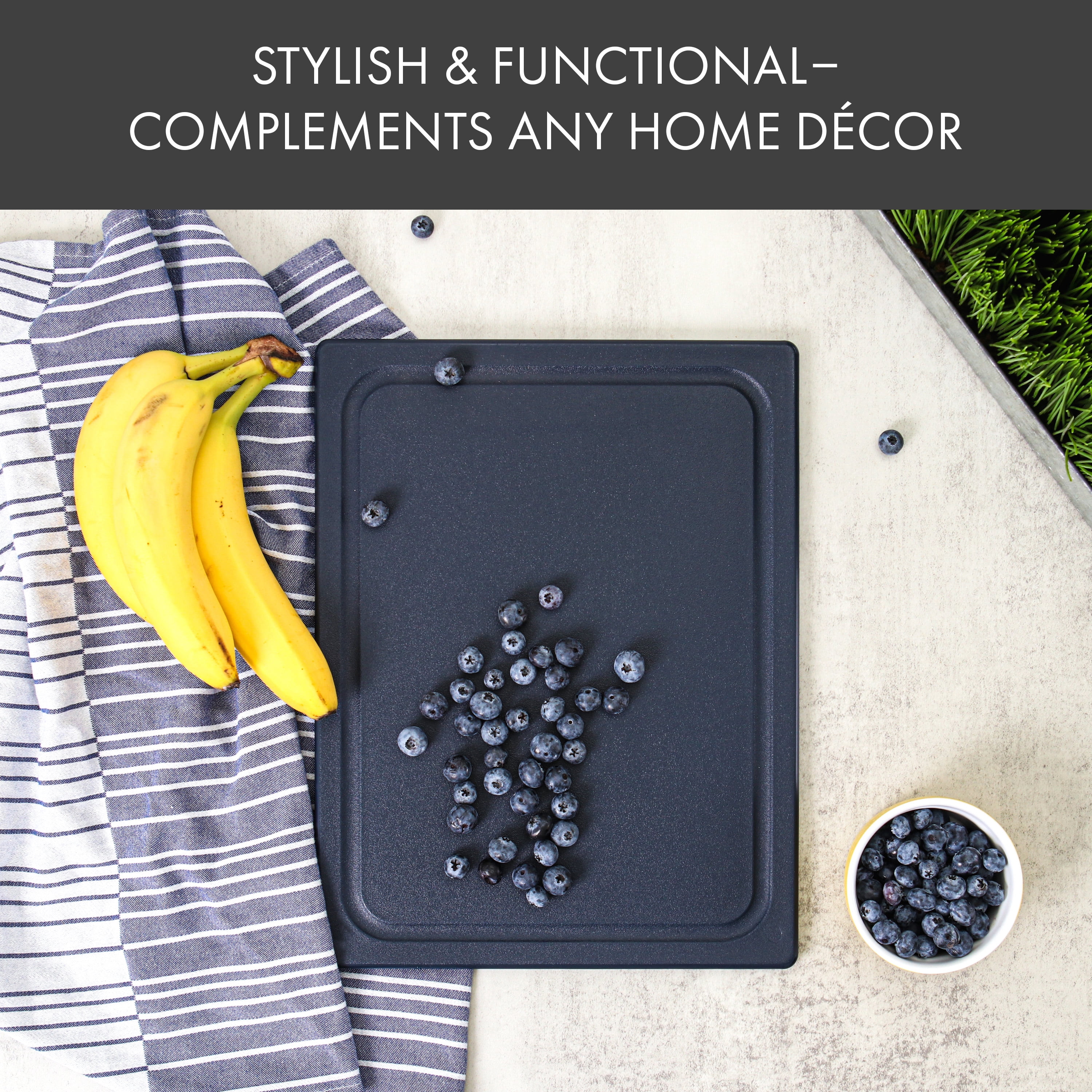 Dexas 10 x 13 Poly Cutting Board with Juice Well in Indigo