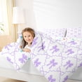 thumbnail image 3 of Erosebridal Dreamy Purple Bow Tie Full Size Comforter Sets 3 Pieces For Girls,Geometric Stripes Plaid Bedding Sets For Kids Teens,Ultra Soft Home Decor, 3 of 6