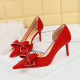 thumbnail image 3 of Zapatos de boda de tacón alto y delgado para mujer, de boca baja, puntiagudos, sexys, de moda, con elástico, zapatos individuales, zapatos clásicos para mujer, 3 of 5