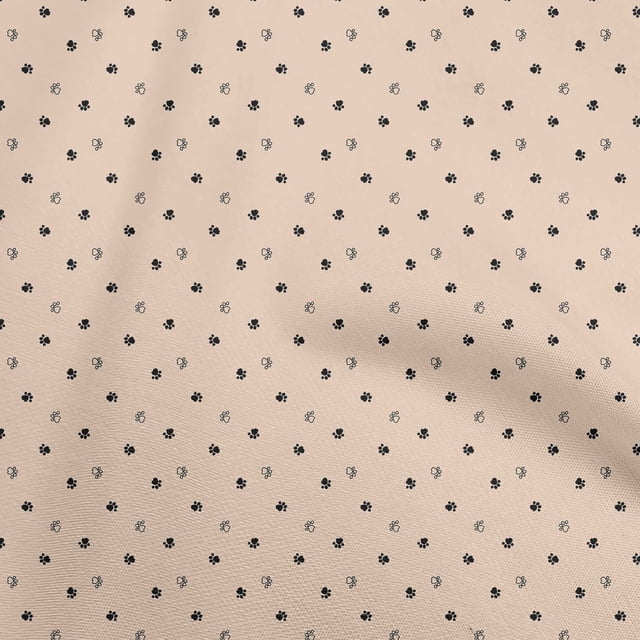 oneOone Rayon Peach Fabric Retro Paw Sewing Craft Projects Fabric Prints By Yard 56 Inch Wide