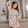 thumbnail image 2 of Horeoi Cartoon Sheep Print Women's Short-sleeved Nightdress Breathable Cotton-like Material Loose A-line Knee-length, 2 of 6