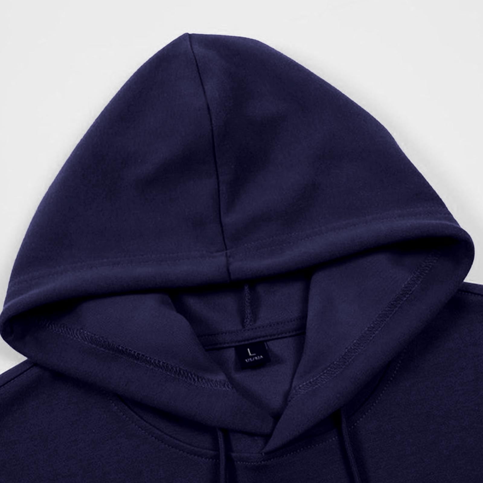 S-5X Plus Size Hoodies for Men with Front Pocket Big & Tall Fleece Lined Sweatshirts Casual Pullover Long Sleeve Solid Color Warm Hooded Tops