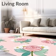 thumbnail image 2 of ODIKA 6'x9' Machine Washable Non-Slip Area Rug, Blooming Garden Floral Botanical Nature Inspired High Traffic Rug with Pad, Pink, 688834, 2 of 8