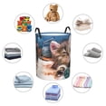 thumbnail image 6 of Goofa Playful Cat Printed Circular Hamper,Laundry Basket with Handles,Storage Baskets Foldable,Large Capacity Laundry Hamper-, 6 of 8