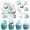 Light Blue, variant on 9Pcs Autumn / Fall / Thanksgiving Day / Harvest Festival / Halloween Themed Paper Cup Cake Watercolor Pumpkins & Autumn / Fall Plants-pattern Decorative Paper Flags