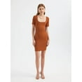 thumbnail image 3 of Square Neck Short Sleeve Mini Bodycon Dress, 3 of 4