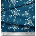 thumbnail image 2 of Soimoi Blue Georgette Viscose Fabric Snow Flakes Floral Printed Craft Fabric by the Yard 42 Inch Wide, 2 of 3