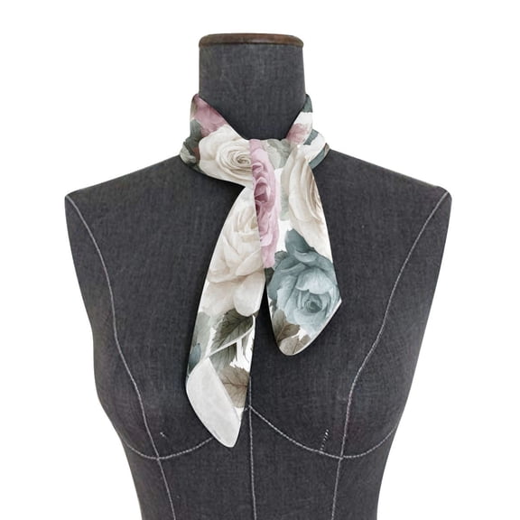 Square Scarf 24x24 Inch Roses on A Gray Background Silky Satin Sun Protection Neck Scarf for Women Multi-Purpose Head Wrap Bandana for Hair Bag Decoration