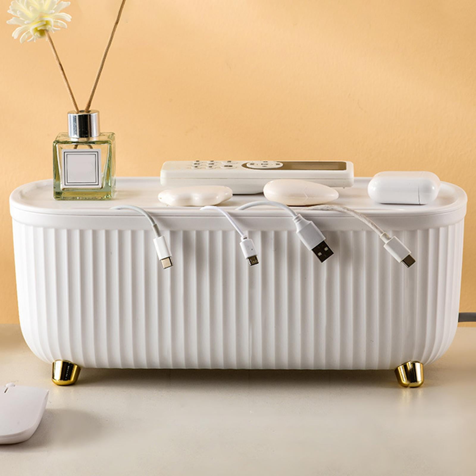 Cable Management Box, Hide & Conceal Electrical Cable Storage Box, Cord Holder for Home And Office, White