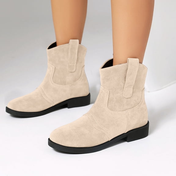 Women's Western Cowboy Boots Wide Calf Low Chunky Heel Ankle Boots Country Concert Dress Short Boots