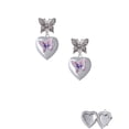 thumbnail image 2 of Delight Jewelry Silvertone Pink & Purple Butterfly Locket Silvertone Antiqued Butterfly Post Earrings, 2 of 4