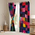thumbnail image 3 of Manfei Vintage Square Geometric Black Out Curtains, Colorful Abstract Curtains Pack of 2 (42x63 Each), Teen Child Adult Bedroom Curtains, Curtains and Drapes Home Decor, 3 of 6