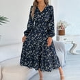 thumbnail image 6 of Ruimatai Women's Floral Print V-Neck Long Sleeve Dress Ruffles Casual Summer Dress Comfortable Polyester Daily Wear Party Wedding, 6 of 8