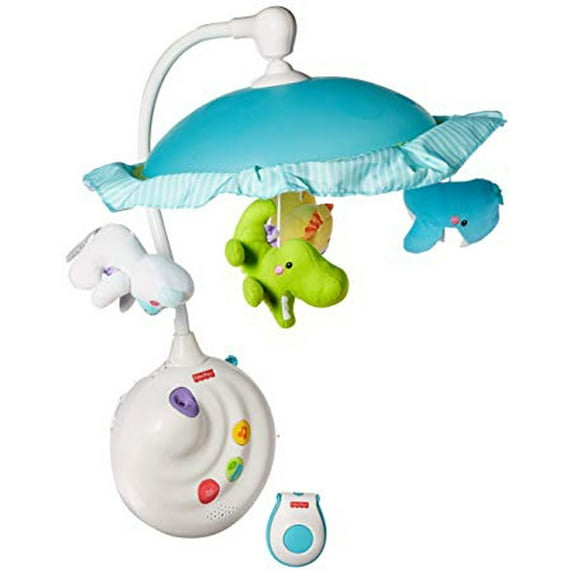 Fisher-Price Precious Planet 2 in 1 Projection Mobile - Projects onto Canopy or Ceiling - 4 Plush Animals - Whale, Lion, Alligator and Bear