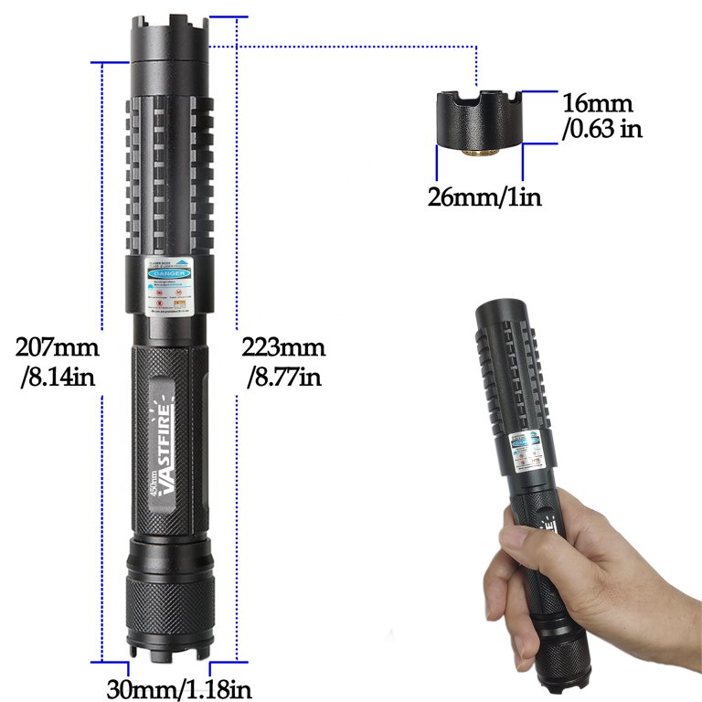 Blue Laser Pointer High Power Burning Laser Pointer Pen with 5 Star Cap  Adjustable Focus Rechargeable Long Range for Dogs Astronomy Presentations  Hiking (include 2 Batteries) 