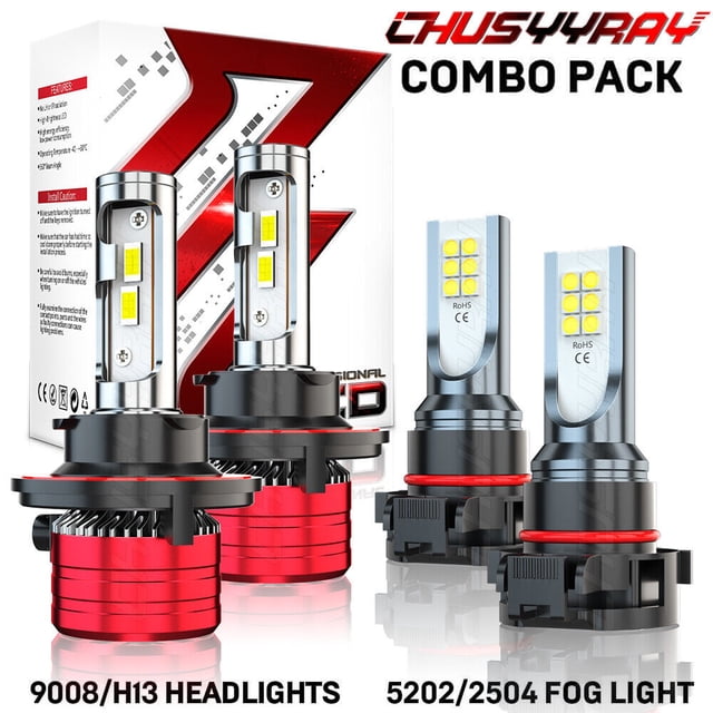 9008/H13 LED Headlight Bulbs H13 9008 LED High/Low Beam Plug and Play 6000K White