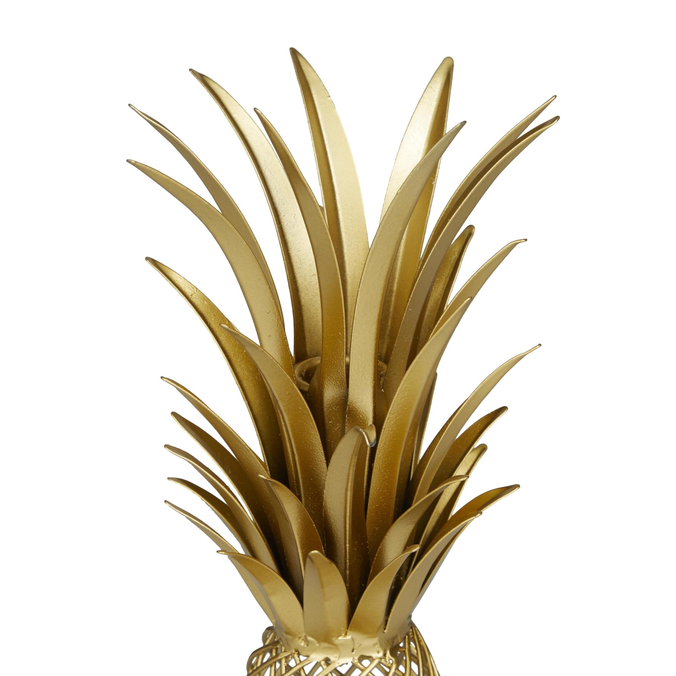 4" x 16" Gold Metal Pineapple Fruit Sculpture, by DecMode