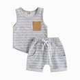thumbnail image 3 of HCNTES Baby Boy Tank Outfit Toddler Baby Boy Clothing Set 12 18 24 Month 2T 3T Summer Clothing Stripe Knit Sleeveless Vests Shirts Shorts Set, 3 of 6