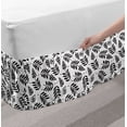 thumbnail image 2 of Black and White Bed Skirt, Botanical Pattern with Hand-drawn Style Flowers Branches and Leaves, Elastic Bedskirt Dust Ruffle Wrap Around for Bedding Decor, 4 Sizes, Black and White, by Ambesonne, 2 of 2