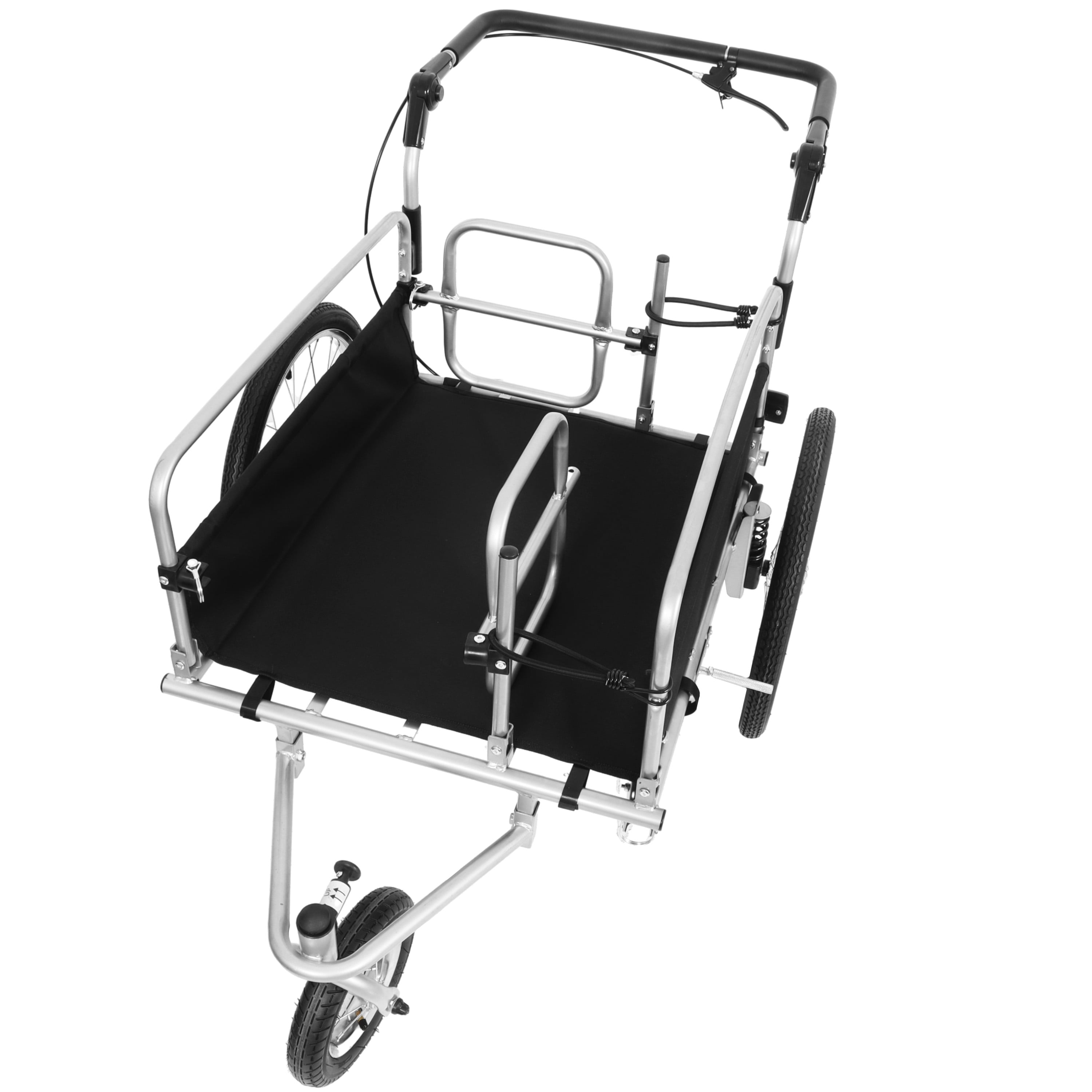 3-in-1 Heavy-Duty Bike Cargo Trailer, E-Bike Compatible Steel Frame Utility Cart with Suspension, 110lb Capacity Convertible Stroller and Pull Cart, 20" Wheels for Sports Equipment and Camping