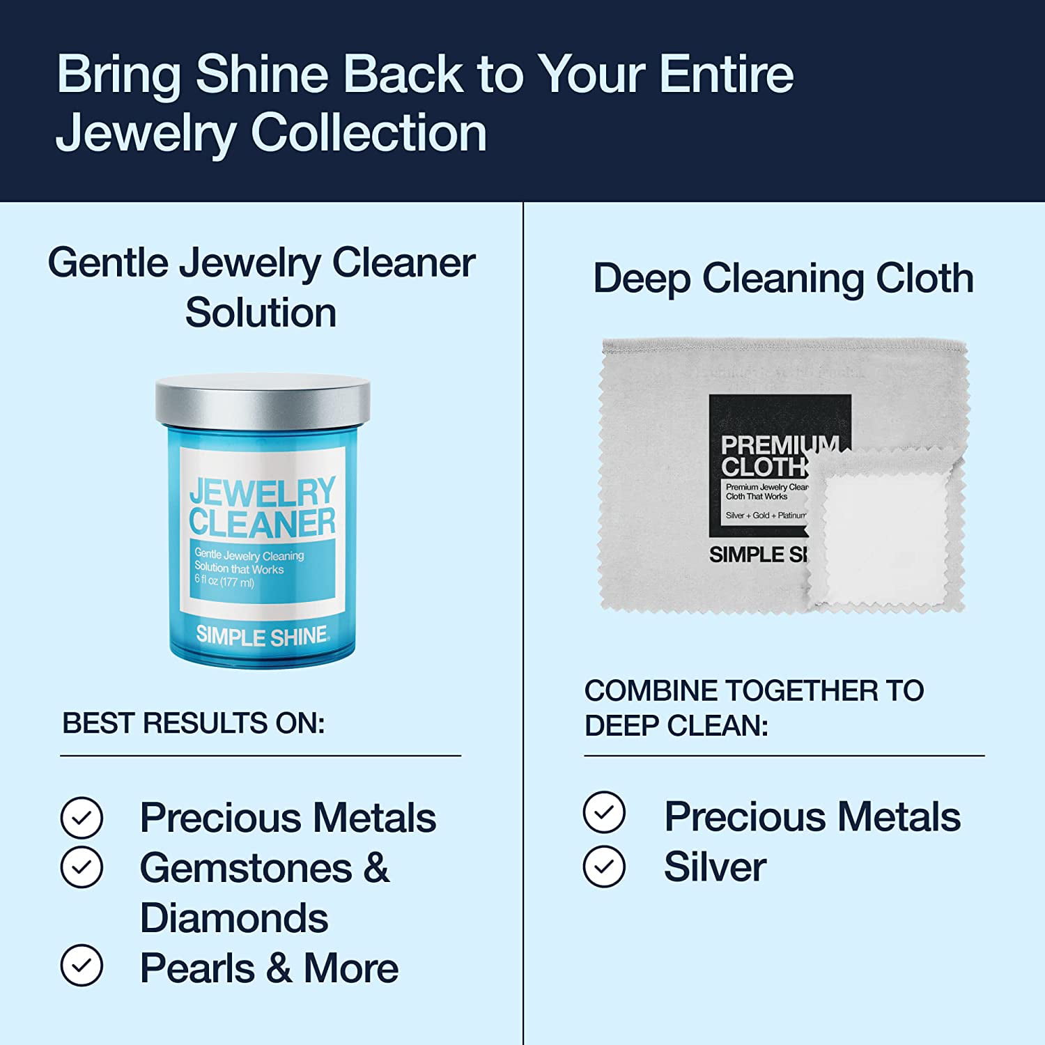 Buy Simple Shine.NEW Set of 3 Premium Jewelry Cleaning Cloths