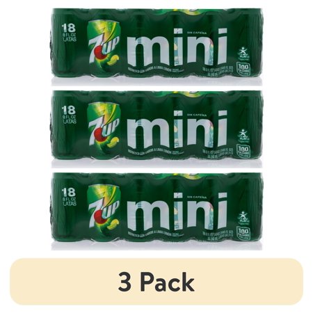 (3 pack) 7Up Mini Can Lemon Lime Flavored Soda 8 fl oz Allergens Free Caffeine Free