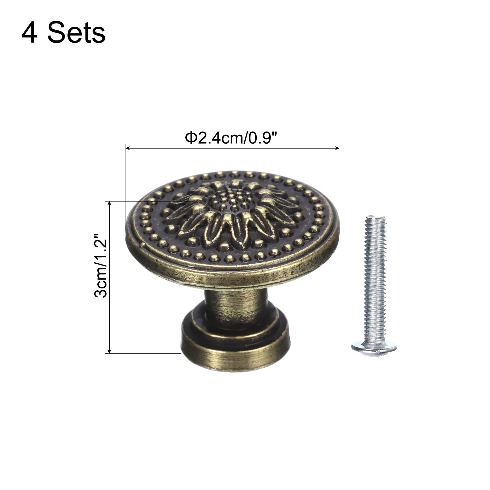 Unique Bargains Vintage Drawer Knobs with Retro Floral Dresser Drawer Knobs Bronze 1.2"
