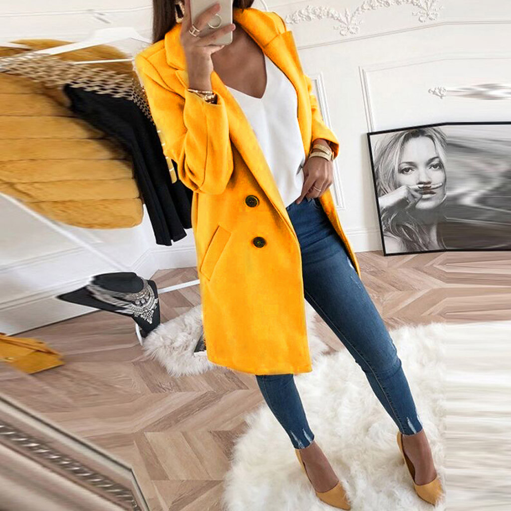MIARHB Women Long Wool Coat Elegant Blend Coats Slim  Female Long Coat Outerwear Jacket - image 3 of 5