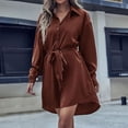 thumbnail image 1 of Qiopertar Vente de Liquidation Mode Robe à Manches Longues Col Rabattu pour Femmes Printemps/été Offres de la Semaine Moins de 5$, 1 of 7