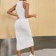 thumbnail image 5 of TaTaai Women's Ribbed Halter Neck Midi Dress Sleeveless Round Neck Fitted Bodycon Solid Knee Length for Summer Beach Party Daily Casual Wear Soft Stretchy Gift, 5 of 6