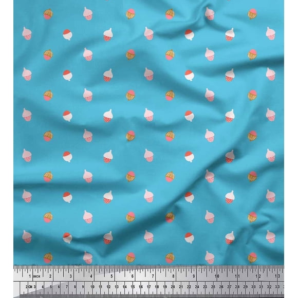 Soimoi Blue Rayon Fabric Oaknut Fruits Fabric Prints By Yard 42 Inch Wide