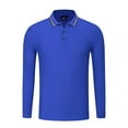 thumbnail image 5 of Men's Pique Cotton Interlock Color Long Sleeve Polo Work Shirt, 5 of 12