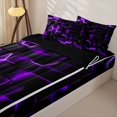 thumbnail image 3 of Erosebridal Neon Purple Hexagon Zipper Twin Comforter Sets with Fitted Sheet and 2 Pillowcases,Contemporary Geometric Check Zipper Bedding Set For Boys,Black Reversible,4-Piece, 3 of 7