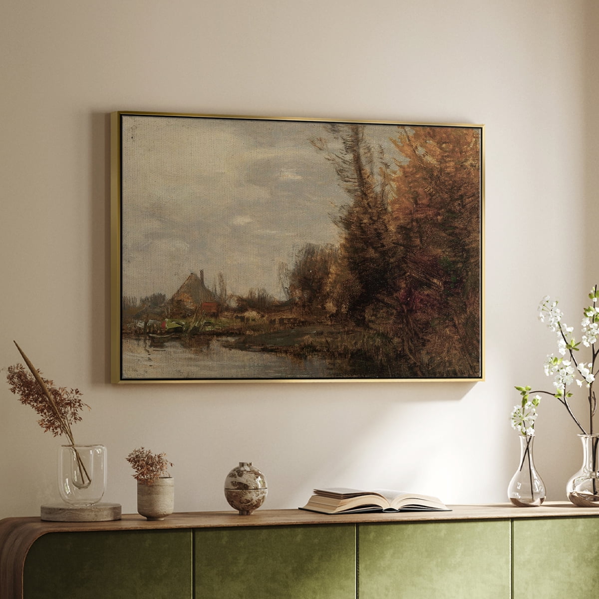 Vintage Landscape-CCXXIX By Wexford Home Framed in Gold Wood Gallery Wrapped Canvas 27 in. x 41 in.