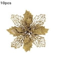 thumbnail image 2 of 10PCS Christmas Glitter Poinsettia Flower Ornament Artificial Tree Topper Xmas Party Decoration, 2 of 10