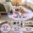 thumbnail image 6 of Cute Elephant Round Area Rug 5ft, Spring Floral Botanical Animal Watercolor Washable Non-Slip Circle Rugs for Bedroom Living Room Kitchen, Soft Low Pile Carpet for Dining Room Playroom Nursery, 6 of 9