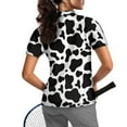 thumbnail image 2 of COEQINE Women Short Sleeve Golf Shirts 1/4 Zip Moisture Wicking Tennis Activewear Black and White Cow Spot Print Quick Dry Fit Polo Shirts Pullover Workout Athletic Tops, L, 2 of 7